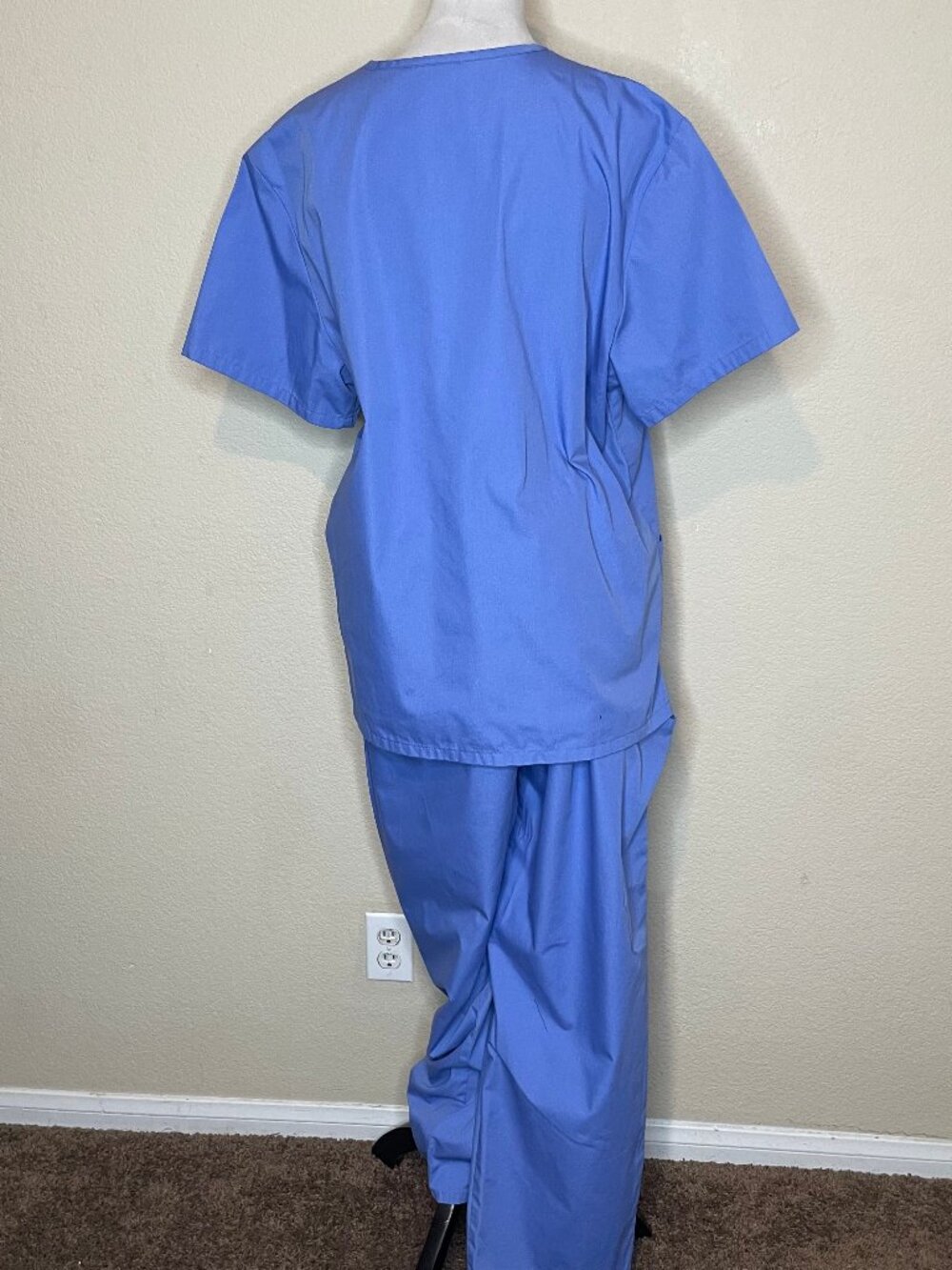 Sivvan Blue Medical Scrub Set Size Large V-Neck Top Drawstring Pants Uniform - Picture 6 of 16